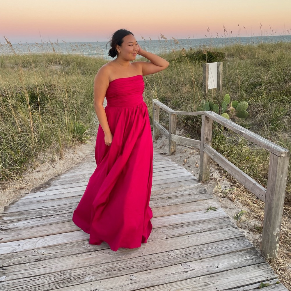 Reformation Kastoria Dress Magenta 8